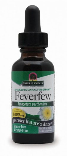 Feverfew Leaf  Liquid Extract Alcohol Free, 1 fl oz (30 mL) Dropper Bottle