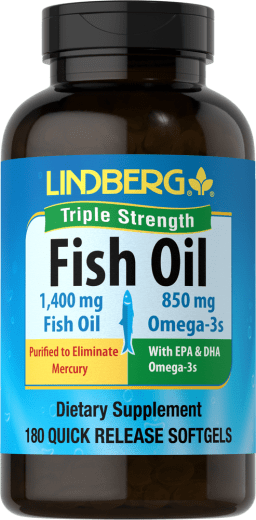 Potrójnie skoncentrowany olej rybi (900 mg aktywnych biologicznie kwasów omega-3), 1400 mg, 180 Miękkie kapsułki żelowe o szybkim uwalnianiu