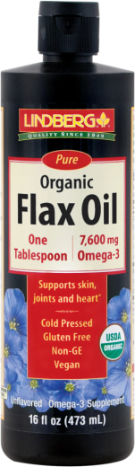 Ľanový olej (Organické), 16 fl oz (473 mL) Fľaša