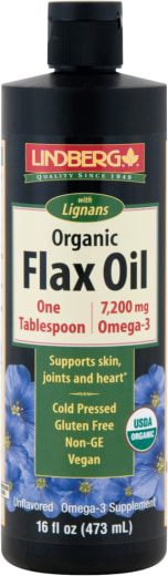 Olio di lino con lignani (Biologico), 16 fl oz (473 mL) Bottiglia