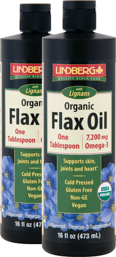 Flax Oil with Lignans Liquid (Organic), 16 fl oz (473 mL) Sticlă, 2  Sticle