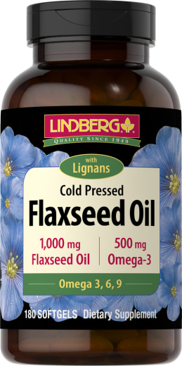 Olej lniany z lignanami, 1000 mg, 180 Tabletki żelowe