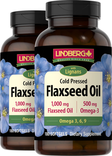 Flaxseed Oil with Lignans, 1000 mg, 180 Softgels, 2  Flessen
