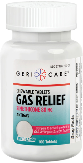 Gas Relief 80 mg za žvakanje (simetikon), Compare to, 100 Tablete za žvakanje