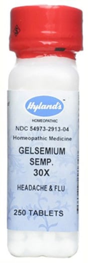 Gelsemium Sempervire 30x Homeopatía para dolor de cabeza y gripe, 250 Tabletas