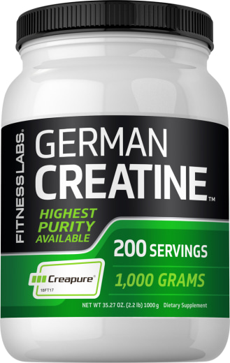 German Monohidrato de creatina (Creapure), 5000 mg (por porción), 2.2 lb (1000 g) Botella/Frasco
