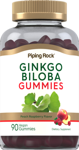 Ginkgo Biloba gummitabletter (naturlig fersken bringebær), 90 Veganske gummitabletter