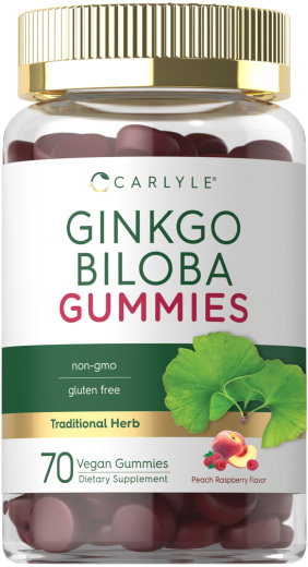 Ginkgo Biloba (Peach Raspberry), 70 Vegane Gummibärchen