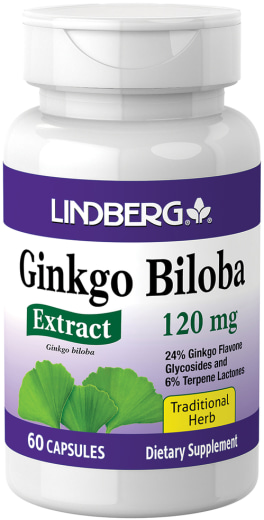 สารสกัด Ginkgo Biloba สารสกัดแบบมาตรฐาน, 120 mg, 60 แคปซูล