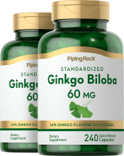 Ginkgo Biloba Standardized Extract, 60 mg, 240 Quick Release Capsules, 2  Bottles