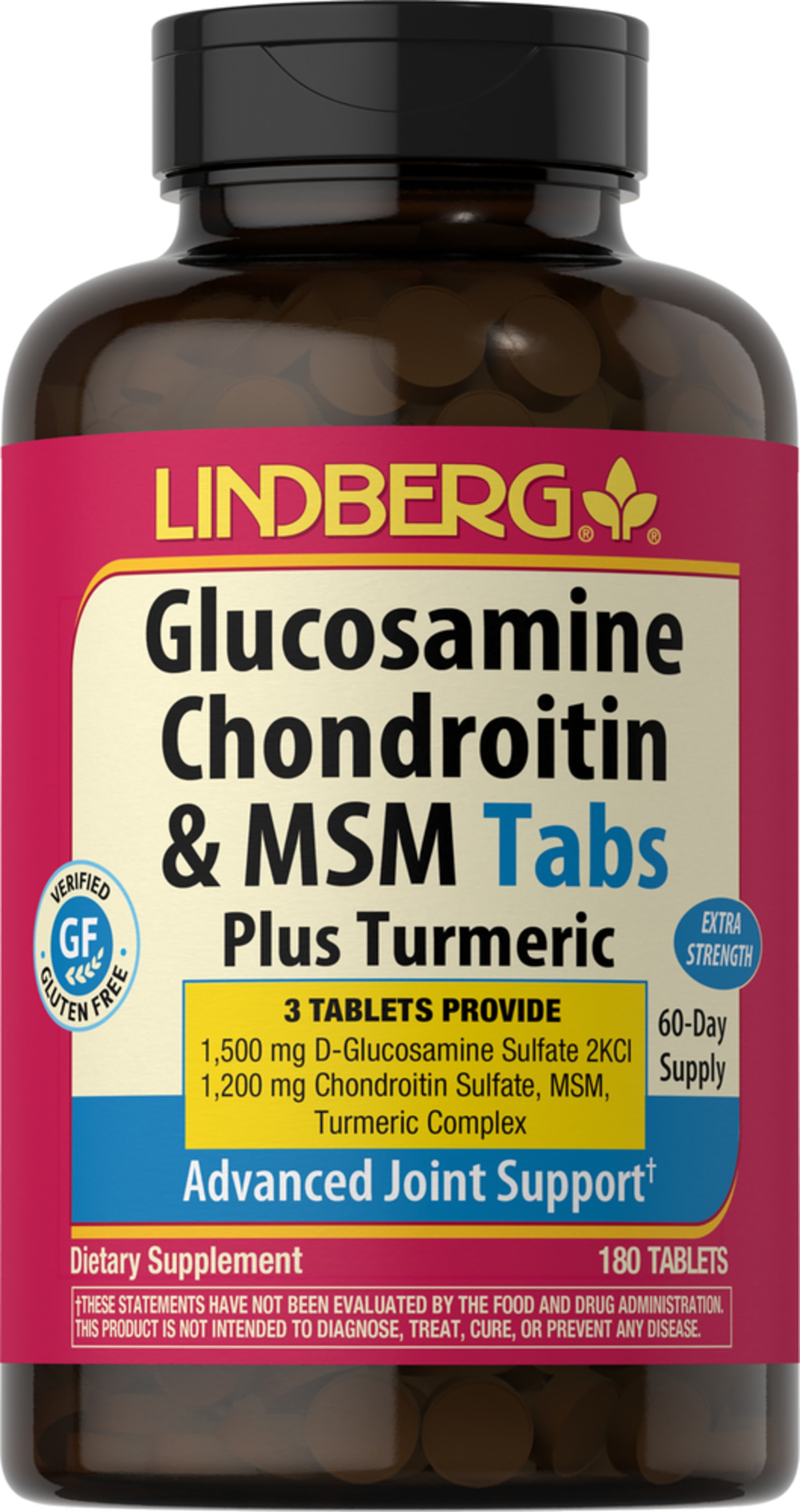 Glucosamine Chondrotin & MSM Plus Turmeric Tabs, 180 PipingRock Health Products