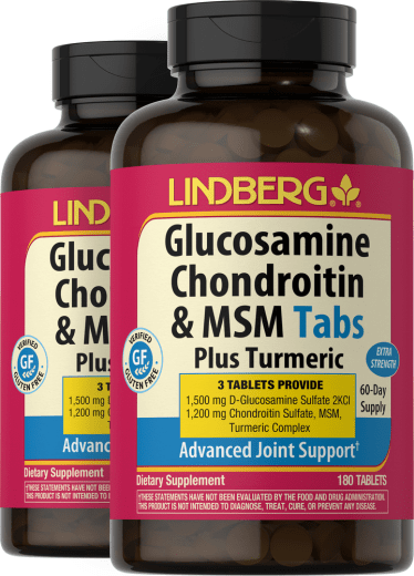 Glucosamine chondroïtine en MSM Plus kurkumatabletten, 180 Tabletten, 2  Flessen