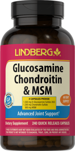 Glukozamina, chondroityna i MSM, 240 Kapsułki o szybkim uwalnianiu