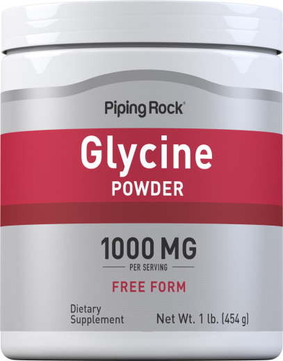 Glycinpulver (100 % rent), 1000 mg (per portion), 1 lb (454 g) Flaska
