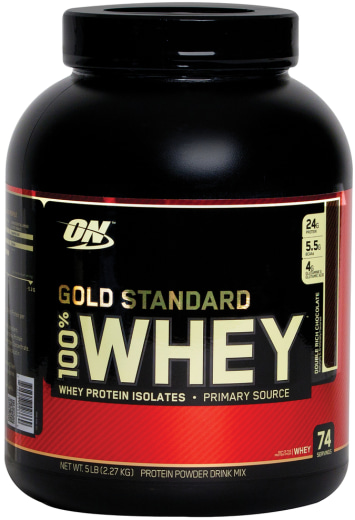 Proteína lactosérica en polvo Gold Standard 100% Whey (Double Rich Chocolate), 5 lb (2.27 kg) Botella/Frasco