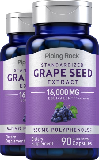 Druivenpitolie-extract , 16,000 mg (per portie), 90 Snel afgevende capsules, 2  Flessen