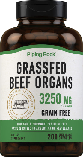 Grass Fed Beef Organs, 3250 mg, 200 Quick Release Capsules