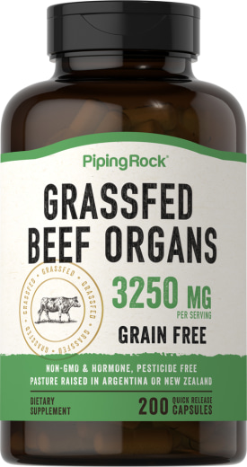 Grass Fed Beef Organs, 3250 mg, 200 Quick Release Capsules