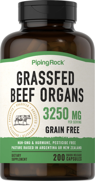 Grass Fed Beef Organs, 3250 mg (per serving), 200 Quick Release Capsules