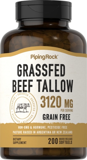 Talg von grasgefütterten Rindern, 3120 mg (pro Portion), 200 Softgele mit schneller Freisetzung
