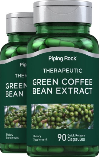Grãos de café verde Ácido clorogénico a 50%, 400 mg, 90 Cápsulas de Rápida Absorção, 2  Frascos