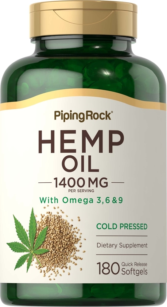Hemp Seed Oil (Cold Pressed), 1400 mg (per serving), 180 Quick Release  Softgels | PipingRock Health Products