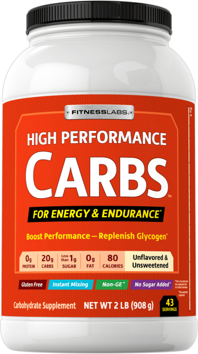 High Performance Carbs Unflavored, 2 lb (908 g) Bottle