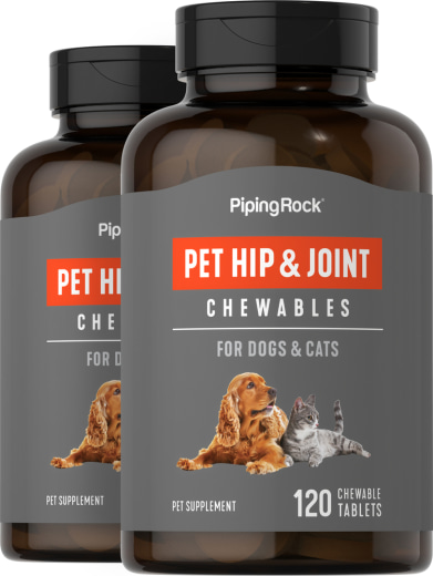 Hip & Joint สำหรับสุนัขและแมว, 120 เม็ดเคี้ยว, 2 ขวด