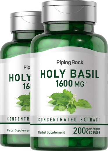 Kutsal Fesleğen Tulsi, 1600 mg, 200 Hızlı Yayılan Kapsüller, 2  Şişeler