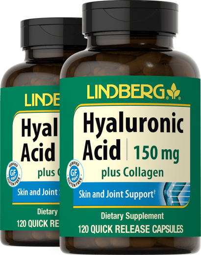 Hyaluronzuur plus collageen, 150 mg, 120 Snel afgevende capsules, 2  Flessen