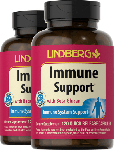Ayuda al sistema inmunitario con glucano beta, 120 Cápsulas de liberación rápida, 2  Botellas/Frascos