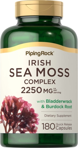 Complexe de mousse de mer d'Irlande avec fucus vésiculeux et racine de bardane, 2250 mg (par portion), 180 Gélules à libération rapide