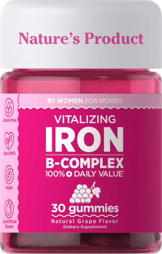 Iron + B-Complex Gummies (Natural Grape), 30 Gom
