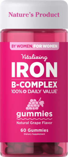 Iron + B-Complex Gummies (Natural Grape), 60 Gummifigurer