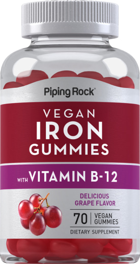 Iron + B12 Gummies (Delicious Grape), 70 Vegan Gummies