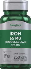 Iron Ferrous Sulfate, 65 mg, 250 Coated Tablets
