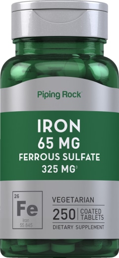 Sulfato ferroso de hierro , 65 mg, 250 Tabletas recubiertas