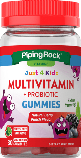 Dječji multivitaminski + probiotički gumeni bomboni (prirodno bobičasto voće), 30 Vegeterijanski gumeni bomboni