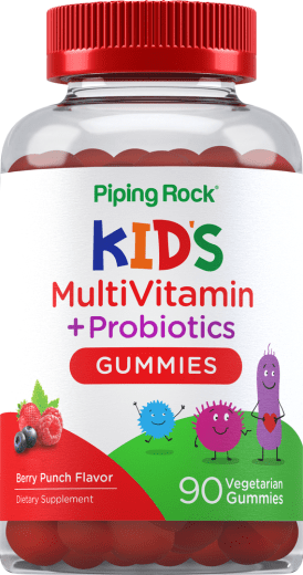 Børn multivitamin + probiotiske gummier (naturlig bær), 90 Vegetariske vingummier