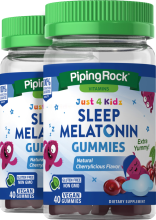 Gommes à la mélatonine pour enfants Kids Sleep (cerise délicieusement naturelle), 40 Gommes végans, 2  Bouteilles