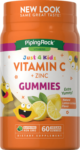 Vitamin C + Zink für Kinder, Echinacea-Gummibärchen (natürliches Honig-Zitronen-Aroma), 60 Vegane Gummibärchen