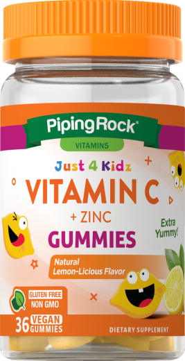Vitamine C + zinc pour enfants (citron naturel), 36 Gommes végans
