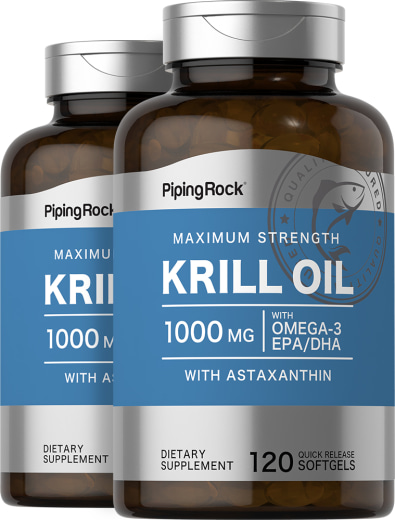 Krillolie , 1000 mg, 120 Snel afgevende softgels, 2  Flessen