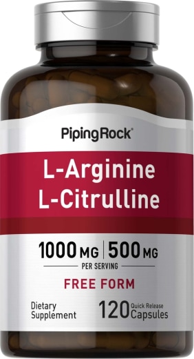 L-arginina 500 mg y citrulina 250 mg, 1000/500 mg, 120 Cápsulas de liberación rápida