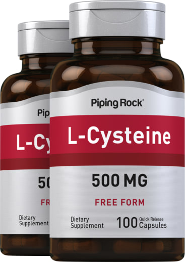 L-cystein, 500 mg, 100 Kapsler for hurtig frigivelse, 2  Flasker