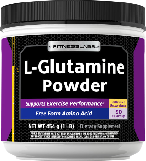 L-glutaminpulver, 5000 mg, 1 lb (454 g) Flaska