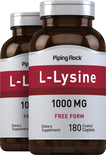 L-Lysine (Free Form), 1000 mg, 180 Coated Caplets, 2  Bottles