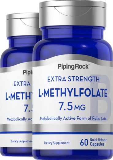 L-Methyltetrahydrofolat-Tabletten, 1000 µg, 7.5 mg, 60 Kapseln mit schneller Freisetzung, 2  Flaschen