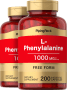 L-fenyloalanina, 1000 mg (na porcję), 200 Kapsułki o szybkim uwalnianiu, 2  Butelki