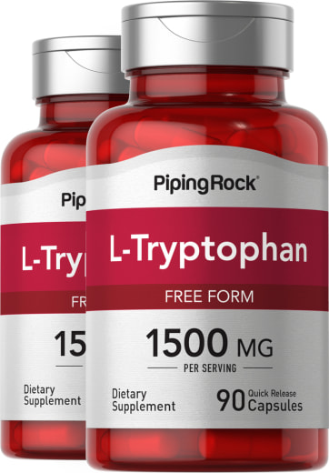 L-tryptofaan, 1500 mg (per portie), 90 Snel afgevende capsules, 2  Flessen